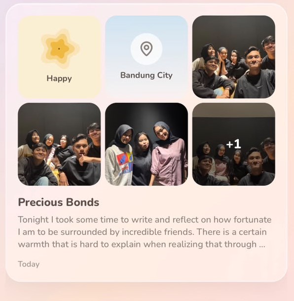 An Unload note with a mood, a place, photos and a caption